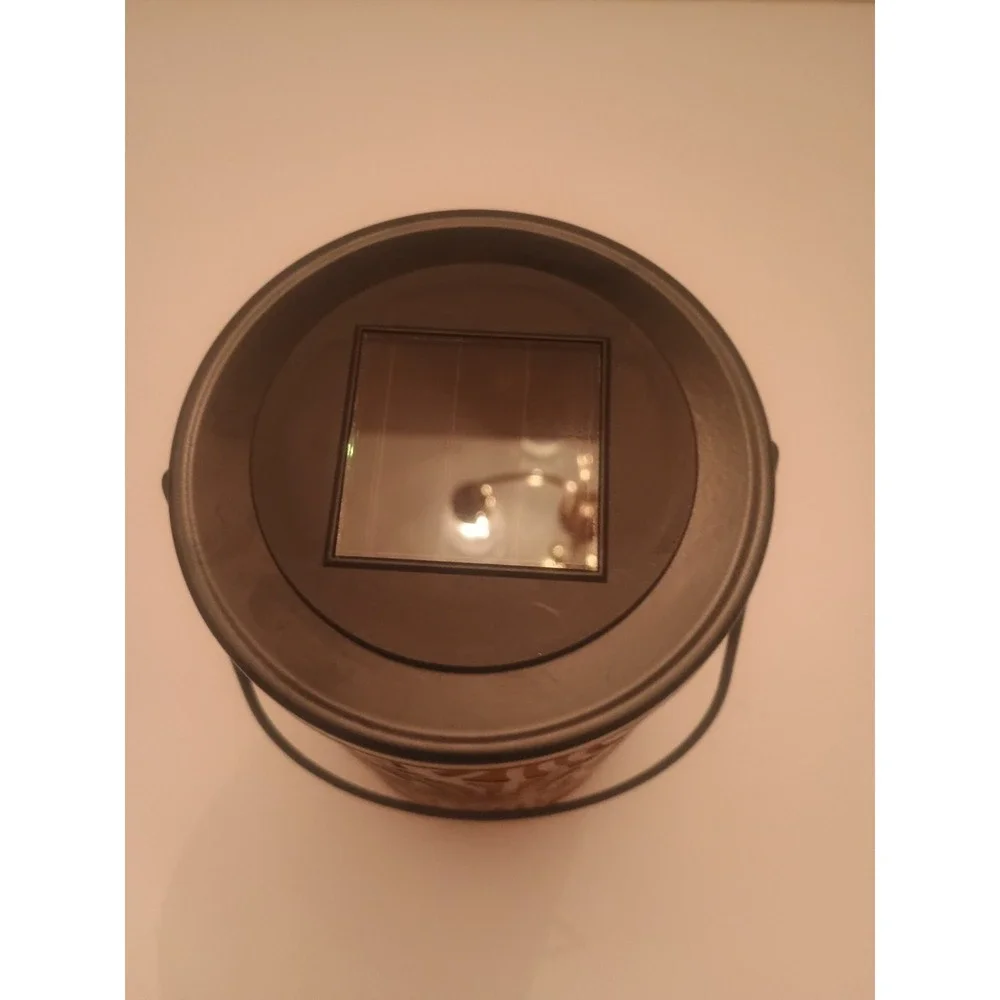 Solar Metal Outdoor Hanging Lantern Black 7.5